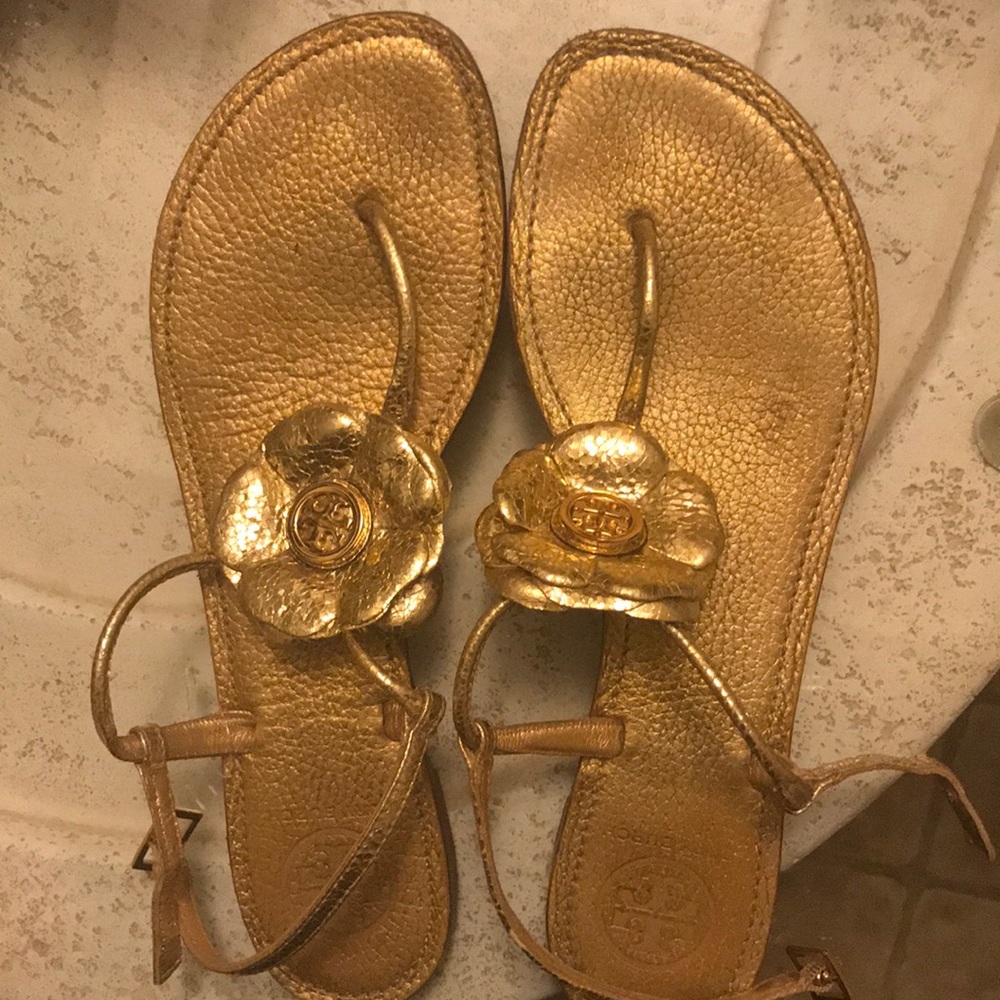 Tory Burch metallic gold sandal